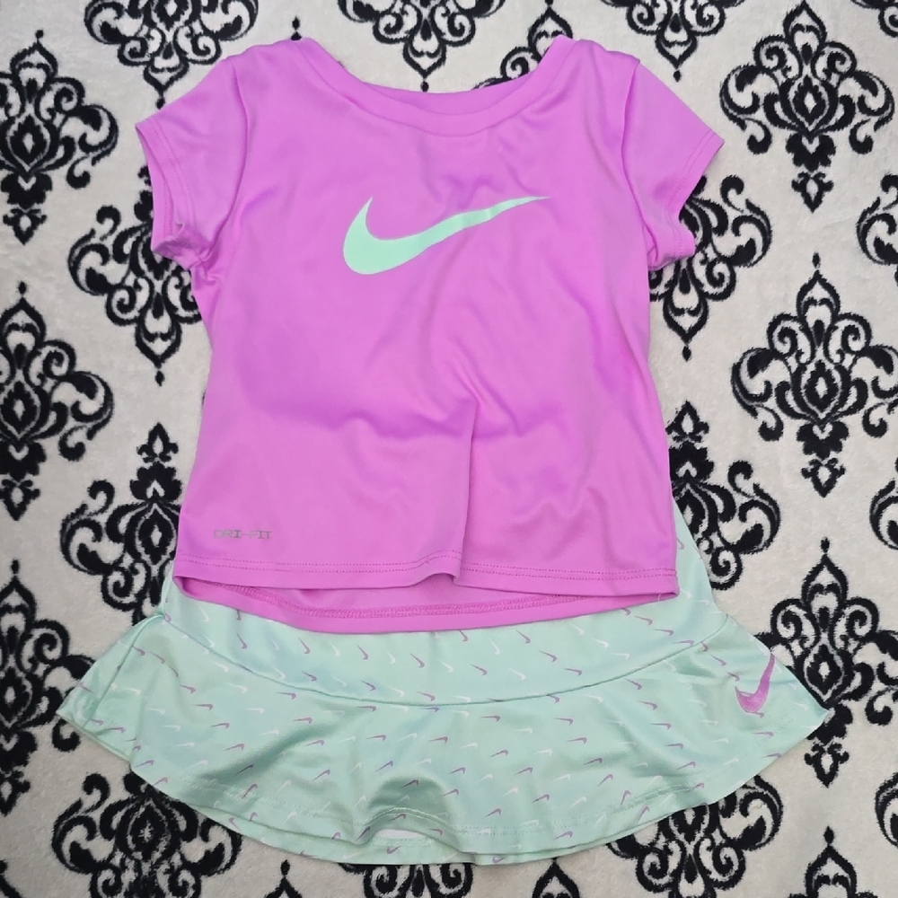 Nike Pink Top with Mint Swoosh & Mint Skort
